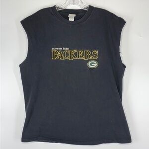 Vintage True-Fab Sportwear Black Green Bay Packers Tank Top XL